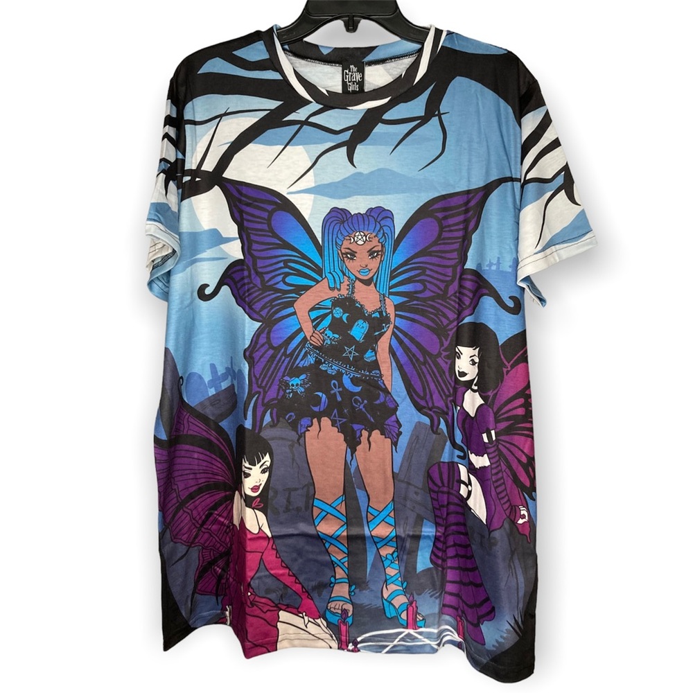 The Grave Girls Casting Mischief M Medium Oversized Graphic Tee Graveyard